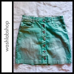 Wash Lab Mint Green All Buttoned Up Denim Skirt